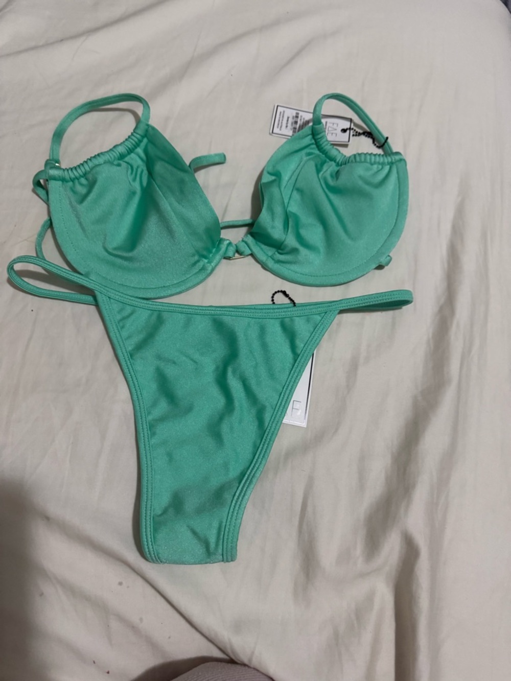 Mint Green Triangle Bikini Set thong- Fae swim